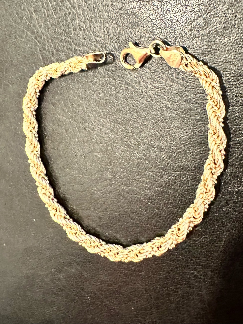 18k yellow gold over .925 sterling silver Rope Chain Bracelet